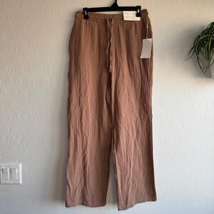 Project Rebel Gauze Pants Large 100% Cotton Wide Leg Brown Boho Beach New Summer